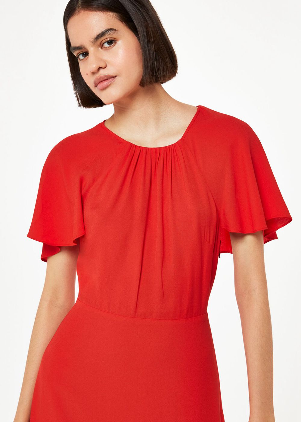 Whistles Annabelle Cape Sleeve Dress Red | US-67592AMLY