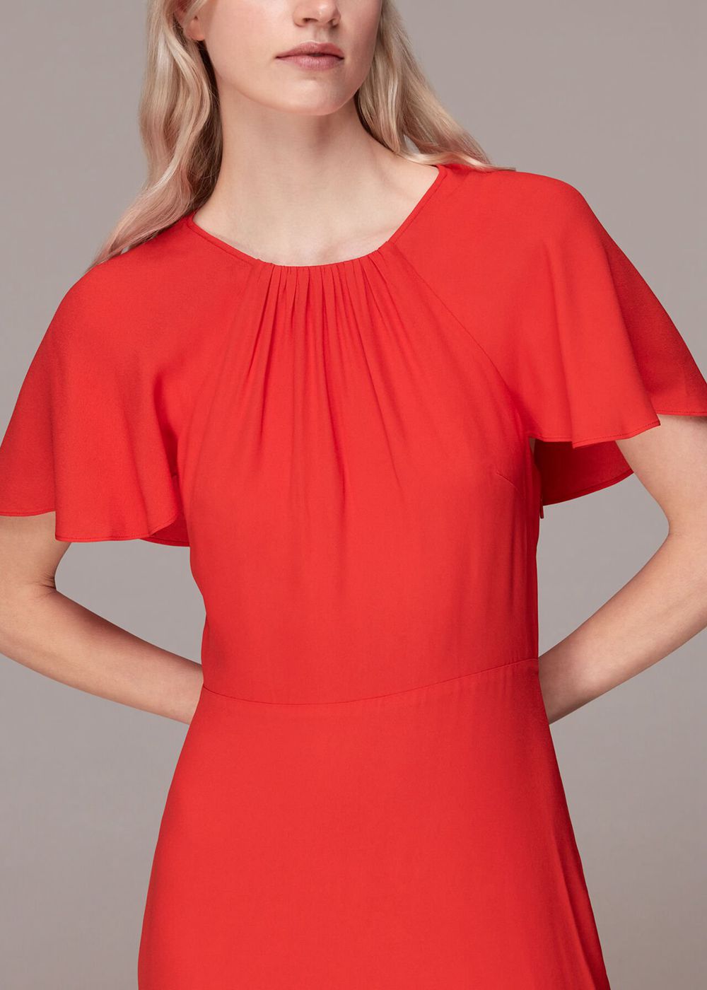 Whistles Annabelle Cape Sleeve Dress Red | US-67592AMLY