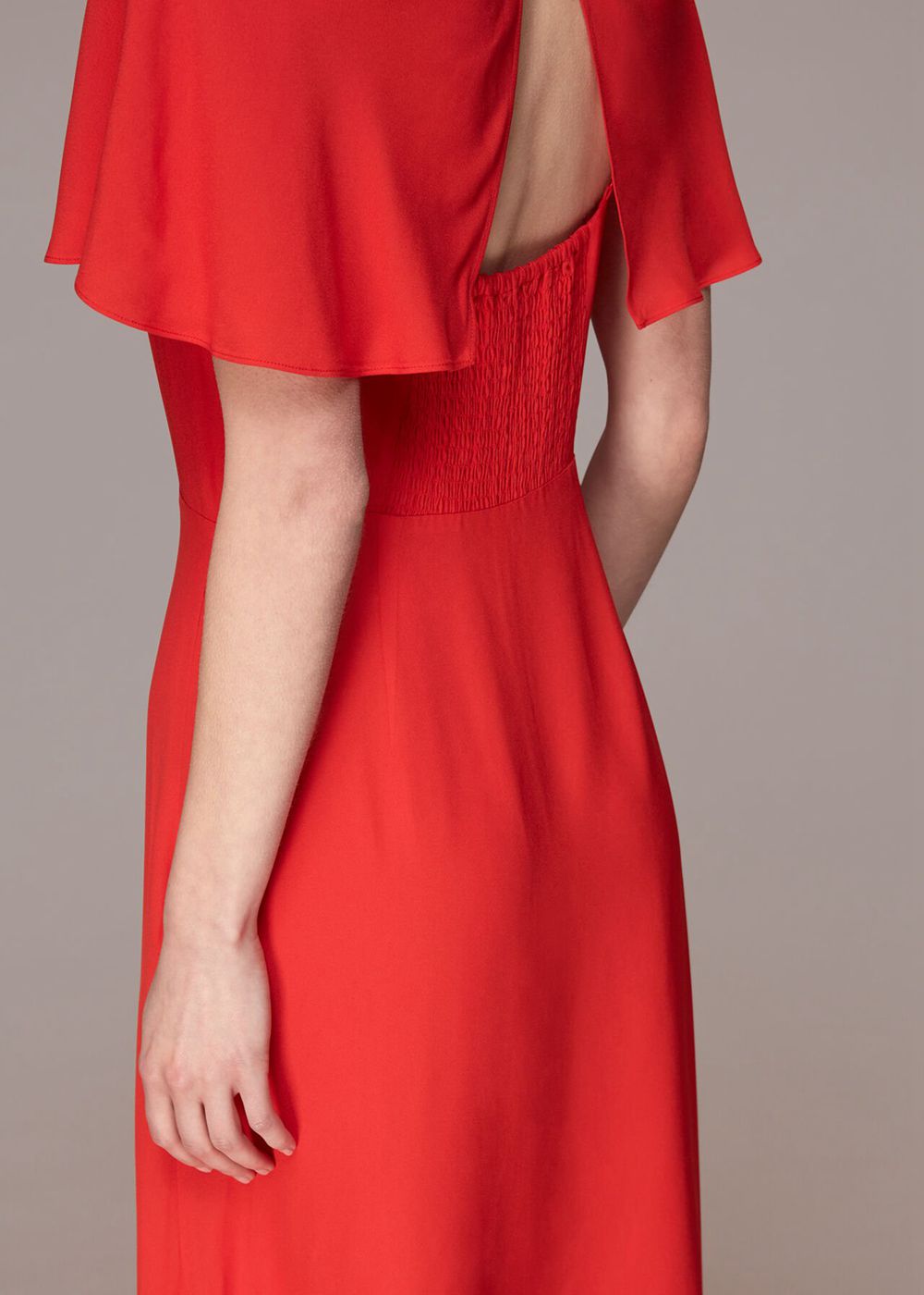 Whistles Annabelle Cape Sleeve Dress Red | US-67592AMLY