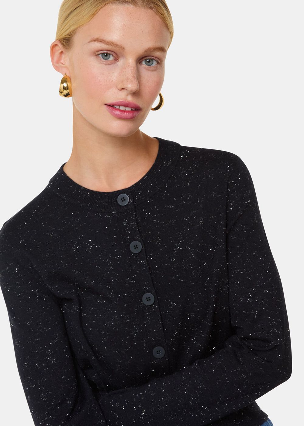 Whistles Annie Sparkle Cardigan Black | US-63109IXLF