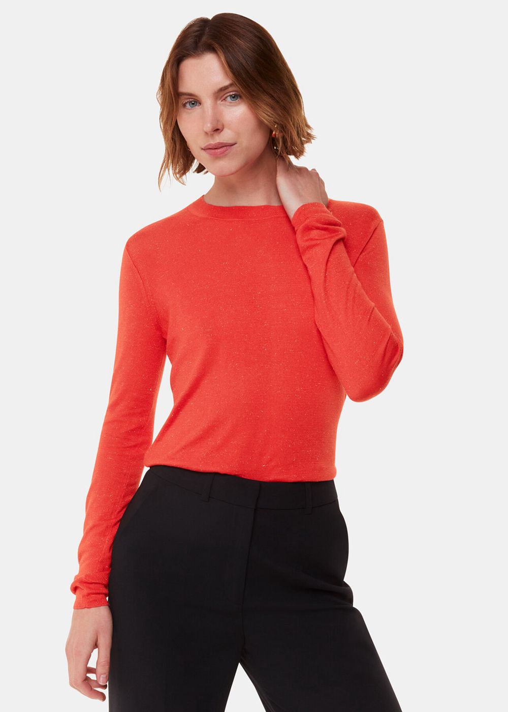 Whistles Annie Sparkle Crew Neck Sweater Red | US-14857IAHE