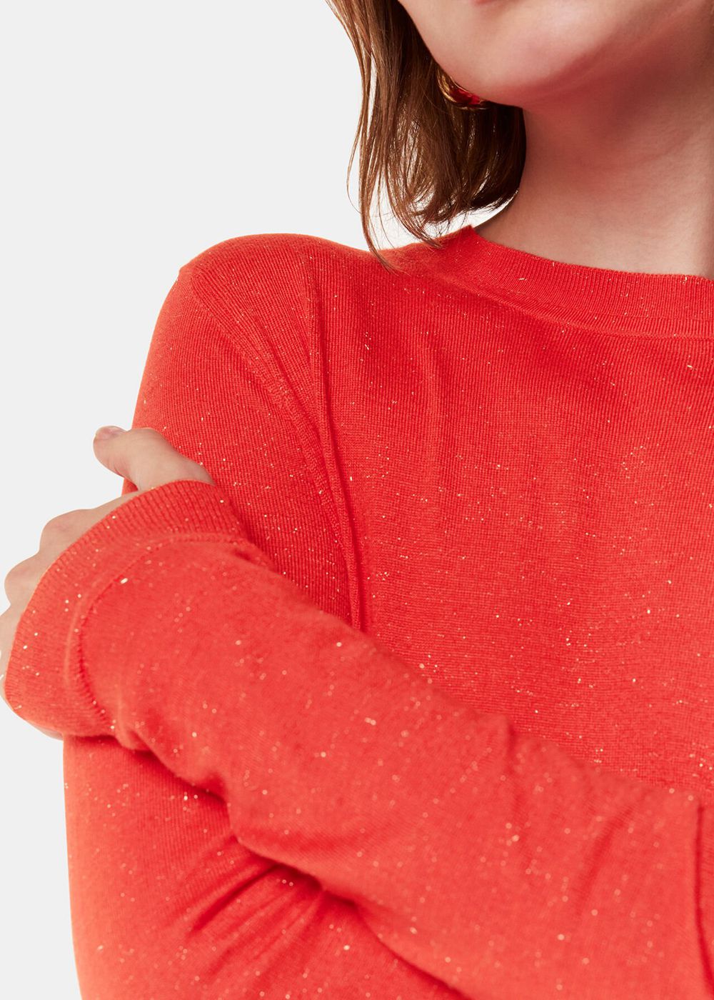 Whistles Annie Sparkle Crew Neck Sweater Red | US-14857IAHE