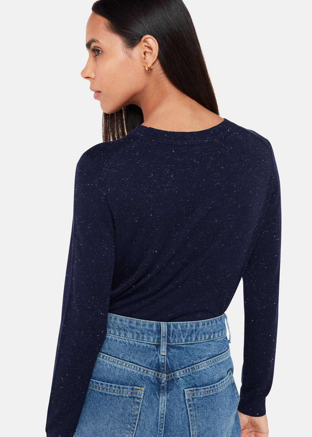 Whistles Annie Sparkle Crew Neck Sweater Navy | US-35240XZEV