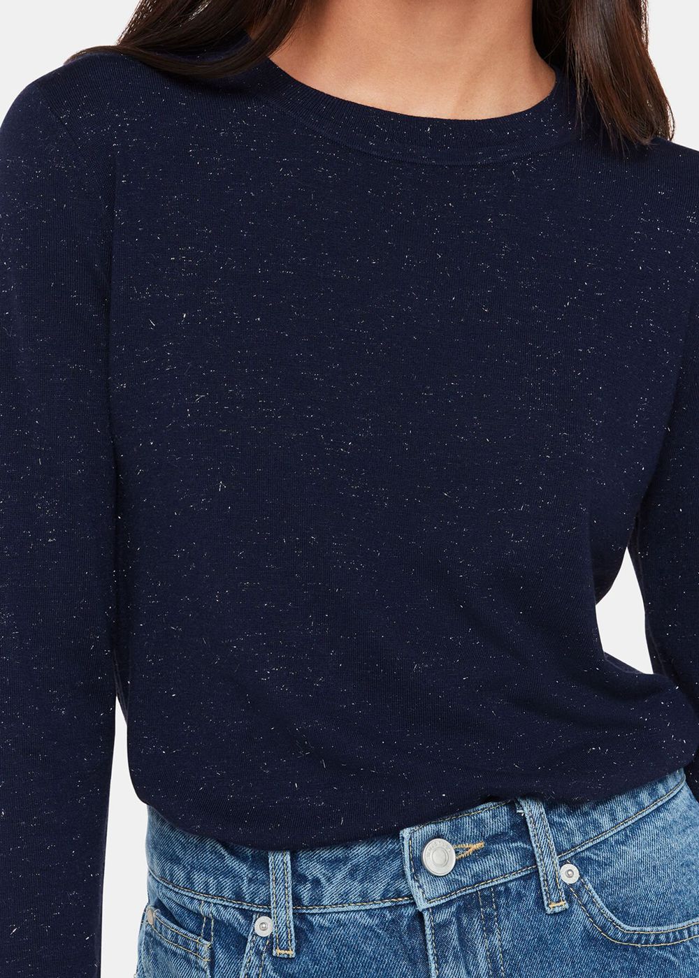 Whistles Annie Sparkle Crew Neck Sweater Navy | US-35240XZEV