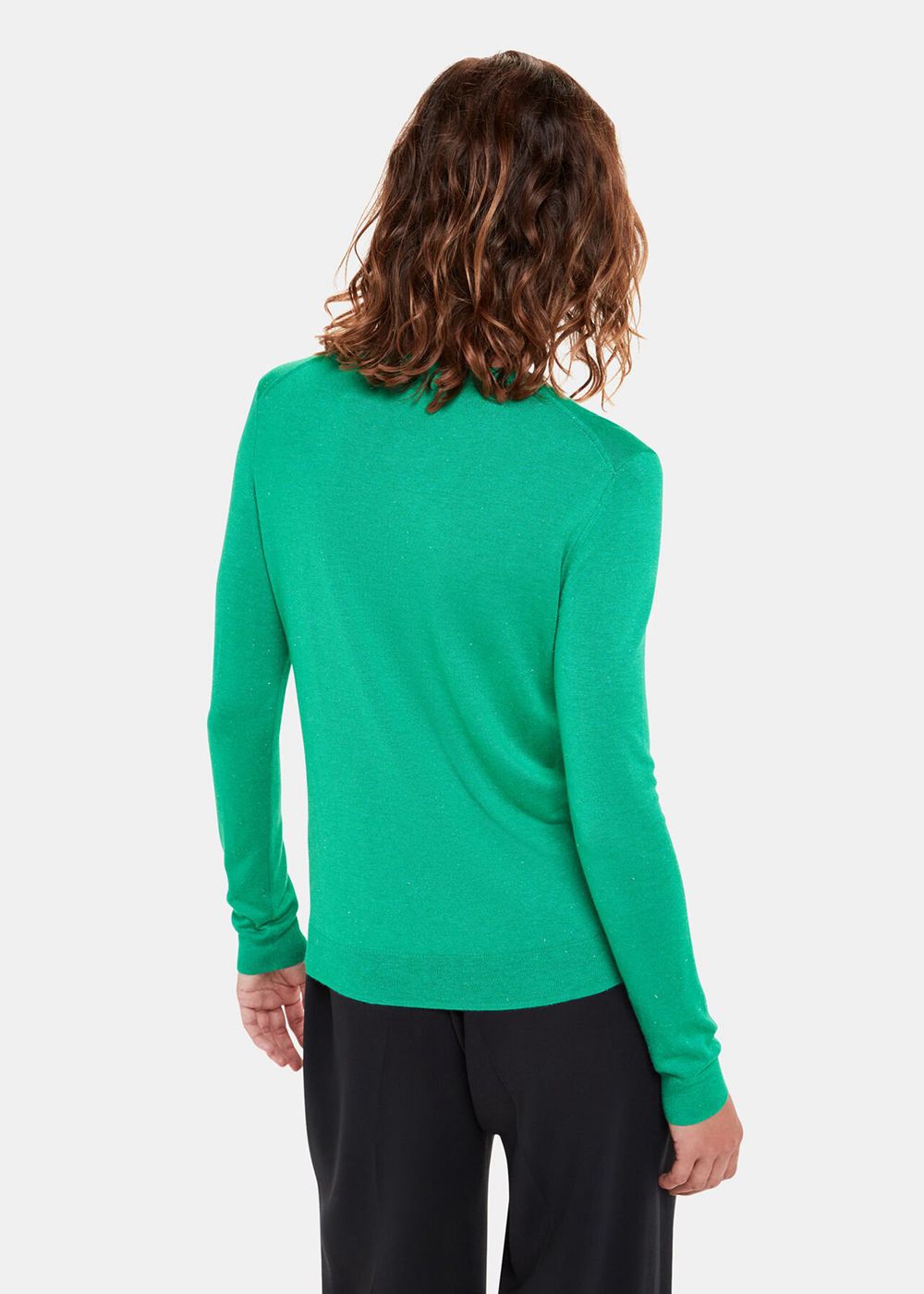 Whistles Annie Sparkle Crew Neck Sweater Green | US-45013SOFX