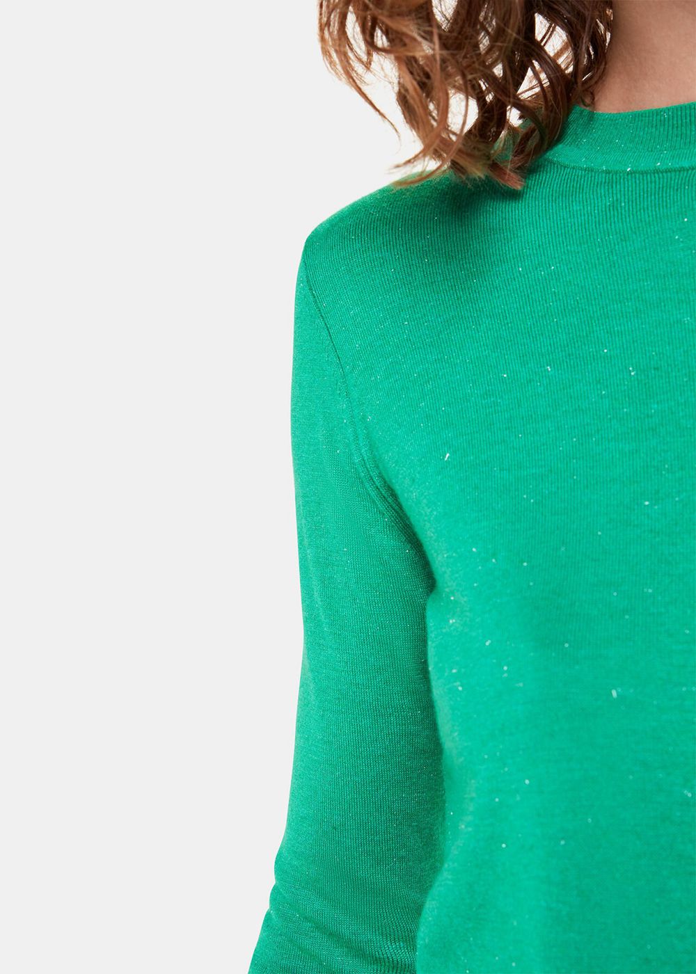 Whistles Annie Sparkle Crew Neck Sweater Green | US-45013SOFX