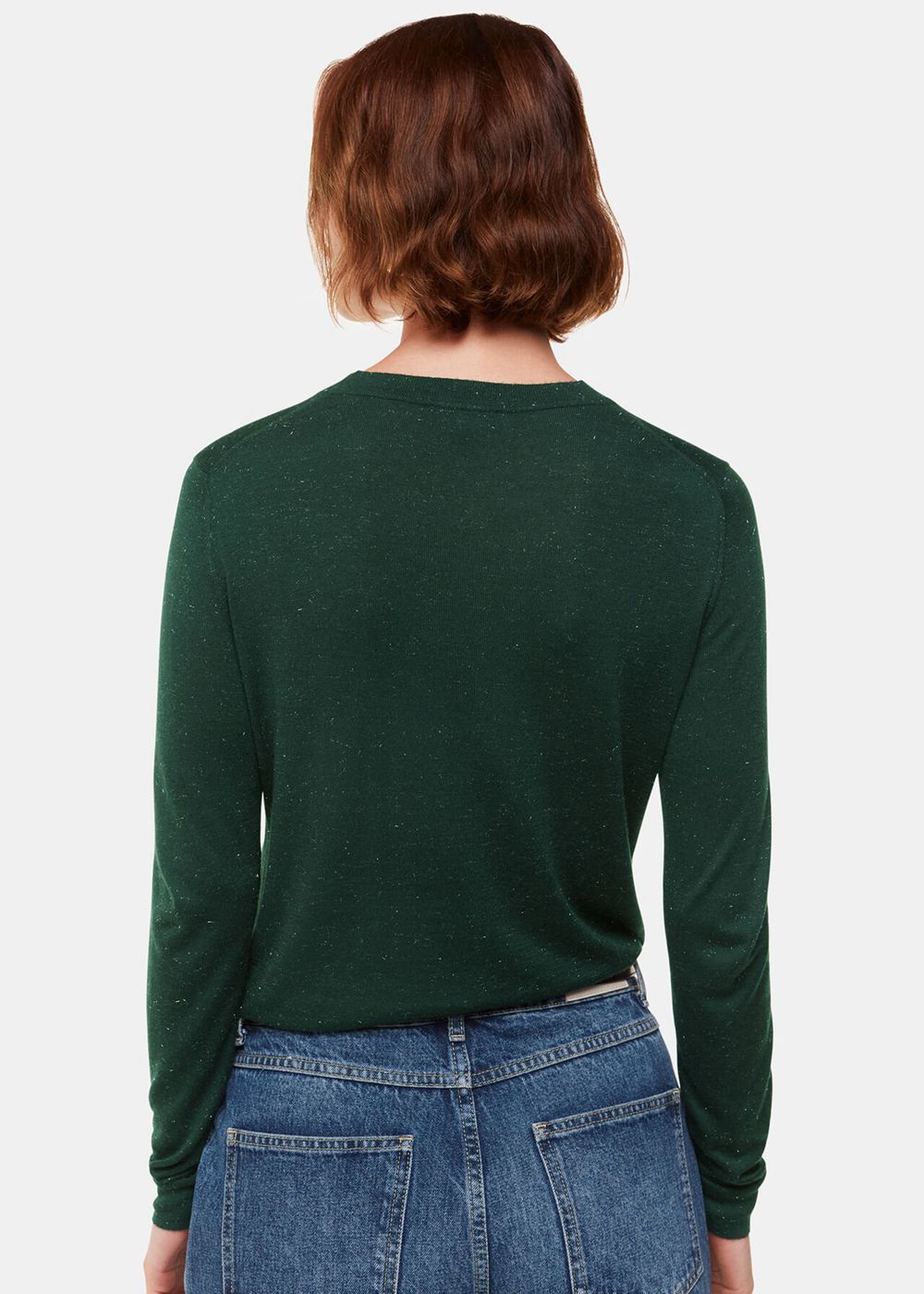 Whistles Annie Sparkle Crew Neck Sweater Dark Green | US-52049SVRZ