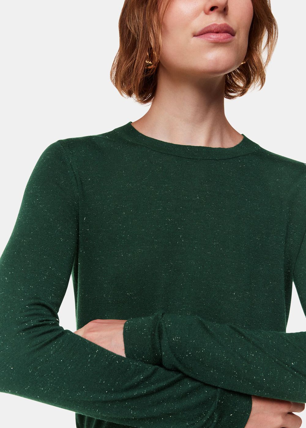 Whistles Annie Sparkle Crew Neck Sweater Dark Green | US-52049SVRZ