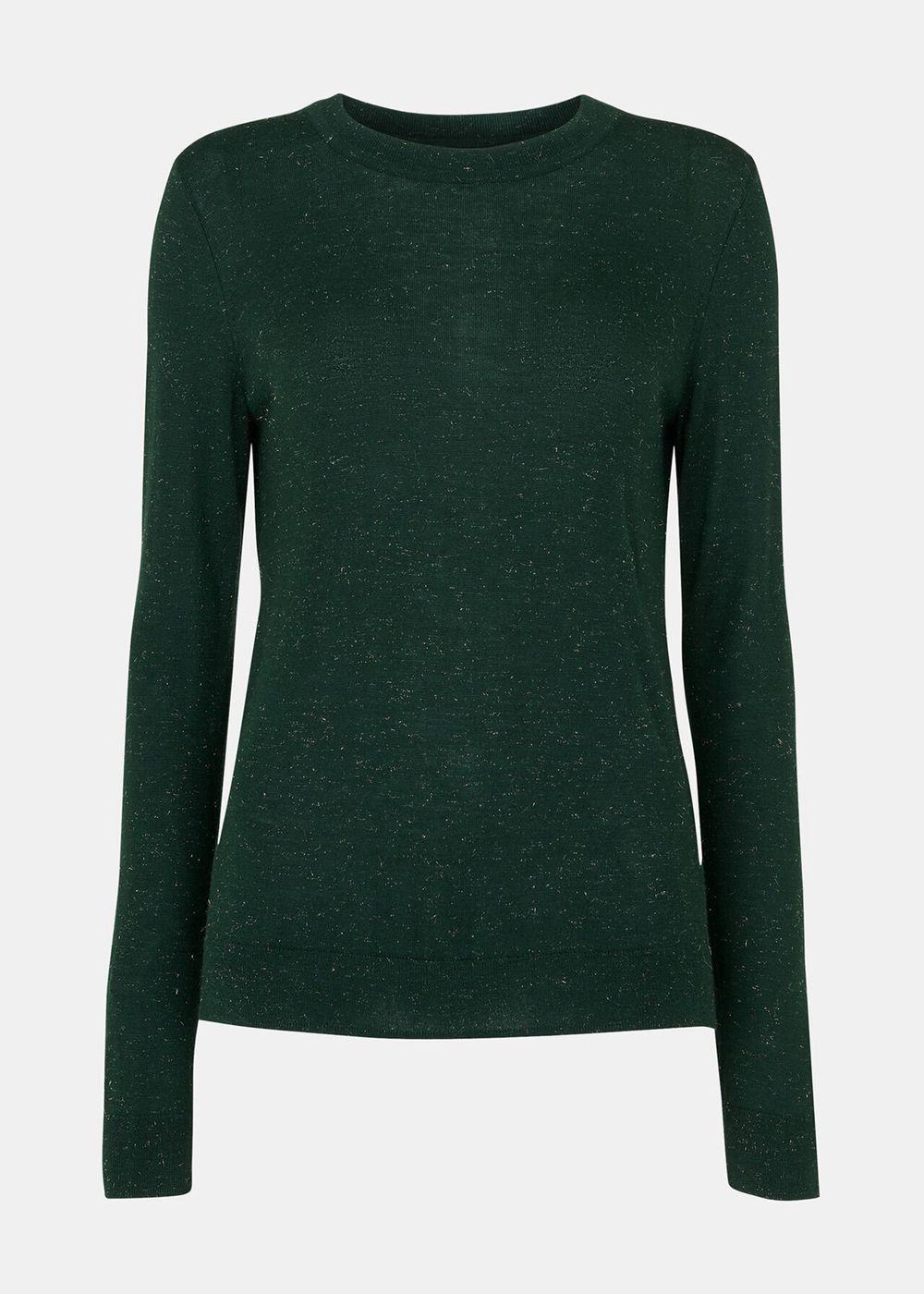 Whistles Annie Sparkle Crew Neck Sweater Dark Green | US-52049SVRZ