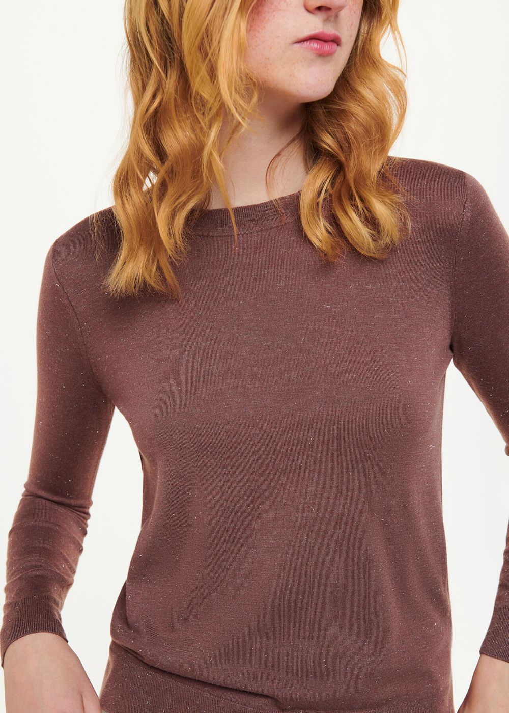 Whistles Annie Sparkle Crew Neck Sweater Brown | US-80963MIVA