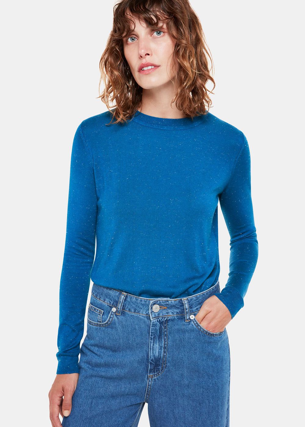 Whistles Annie Sparkle Crew Neck Sweater Blue | US-23049EJSF