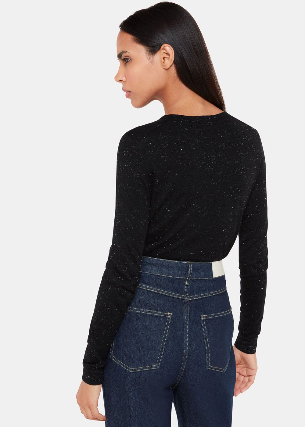 Whistles Annie Sparkle Crew Neck Sweater Black | US-56981CJZS