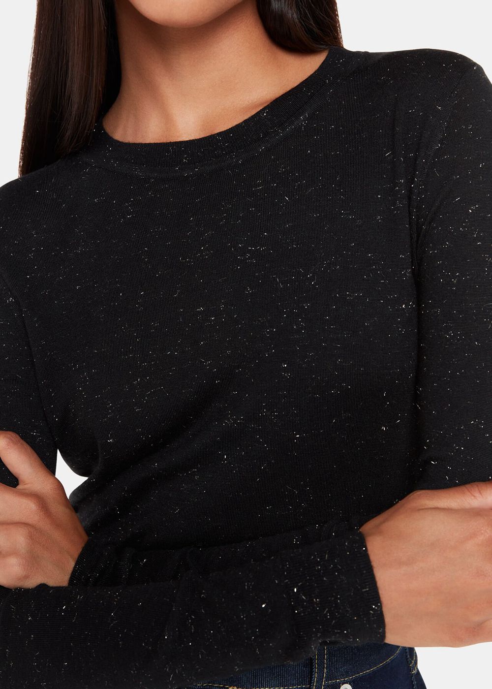 Whistles Annie Sparkle Crew Neck Sweater Black | US-56981CJZS