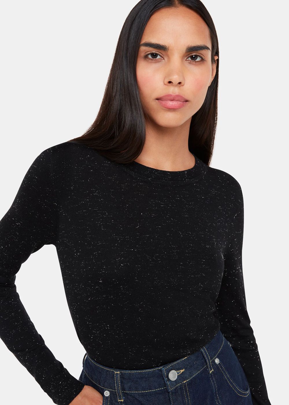 Whistles Annie Sparkle Crew Neck Sweater Black | US-56981CJZS