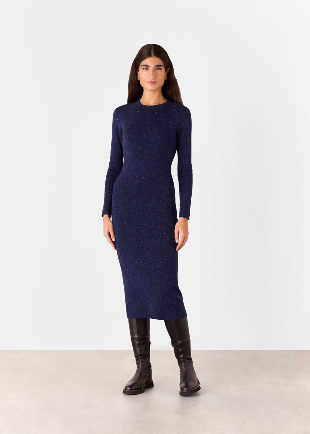 Whistles Annie Sparkle Knit Dress Navy | US-79286FSOC