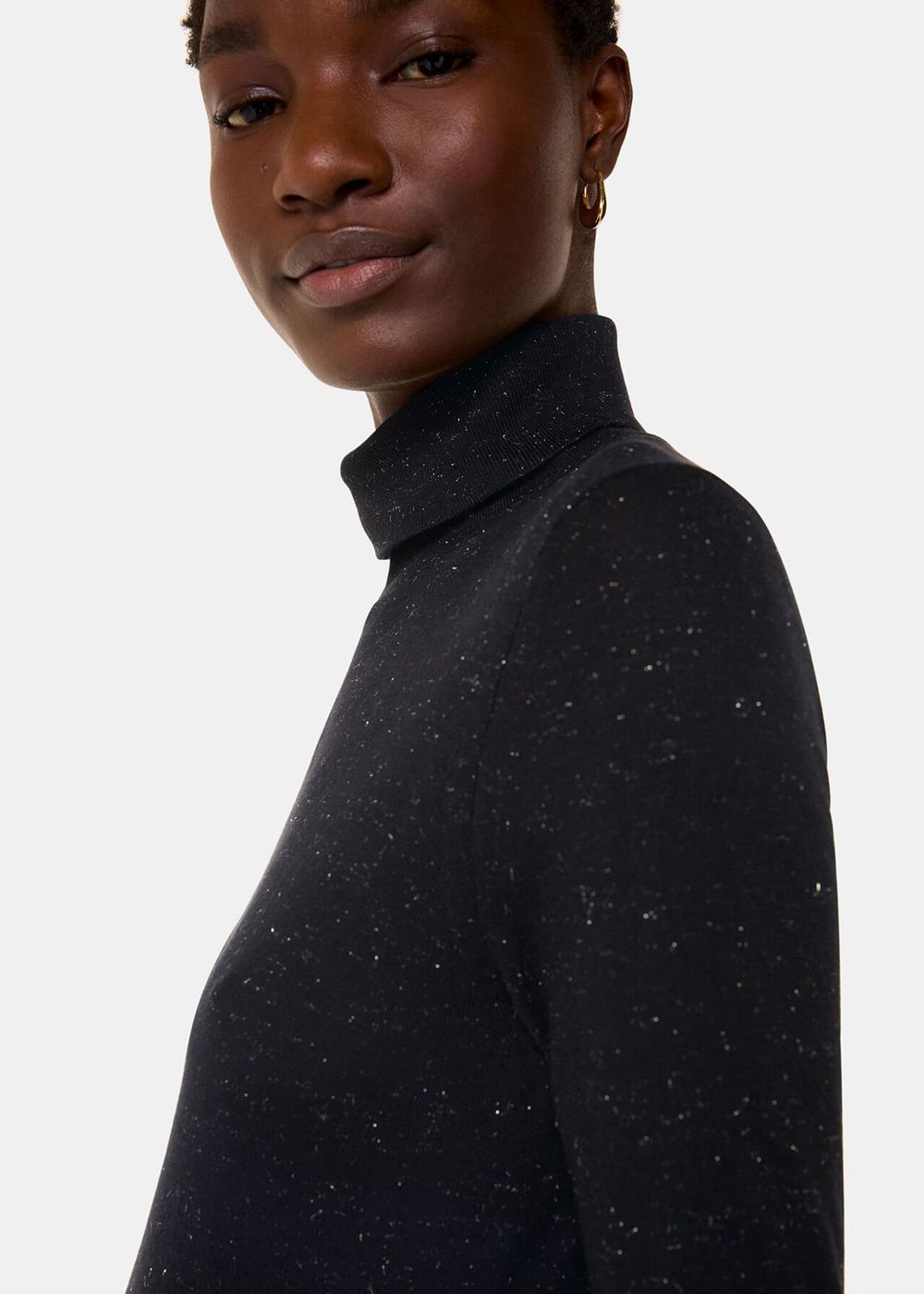 Whistles Annie Sparkle Roll Neck Knitwear Black | US-82069GDBF