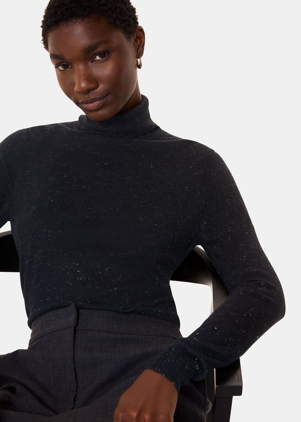 Whistles Annie Sparkle Roll Neck Knitwear Black | US-82069GDBF