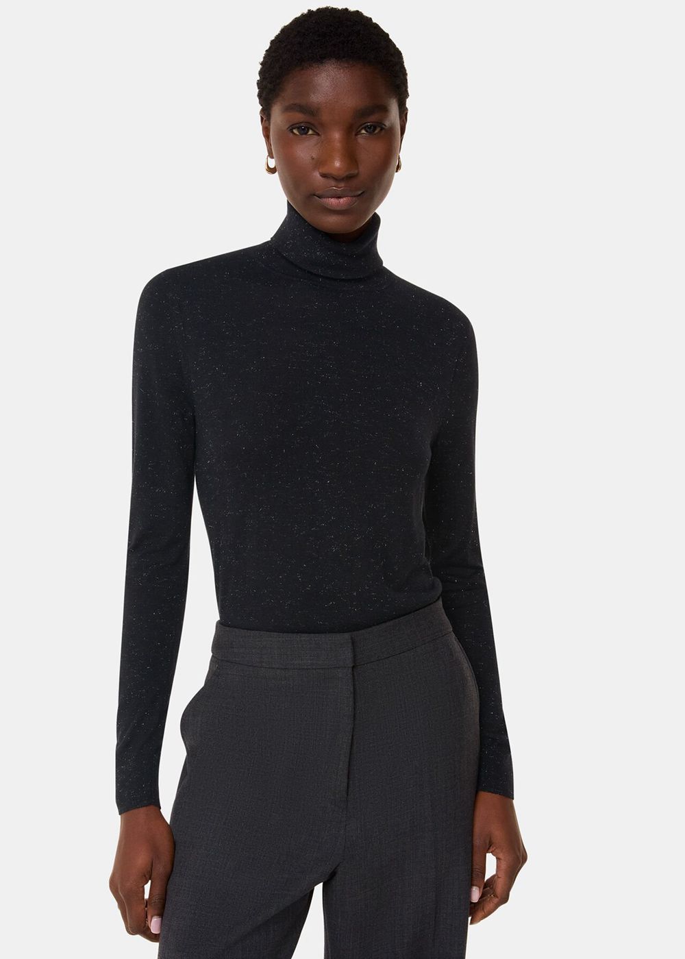 Whistles Annie Sparkle Roll Neck Knitwear Black | US-82069GDBF