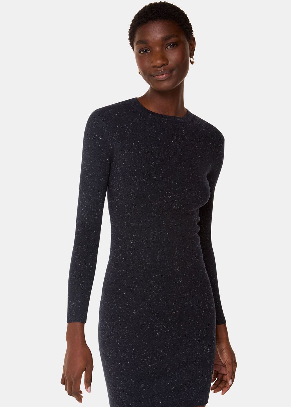 Whistles Annie Sparkle Short Knit Dress Black | US-31478MJPT