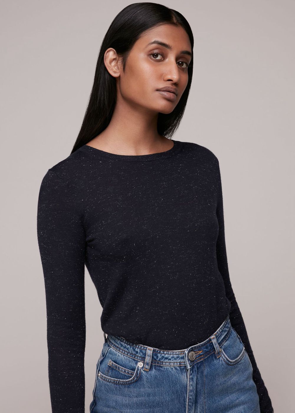 Whistles Annie Sparkle Sweater Navy | US-69538APQV