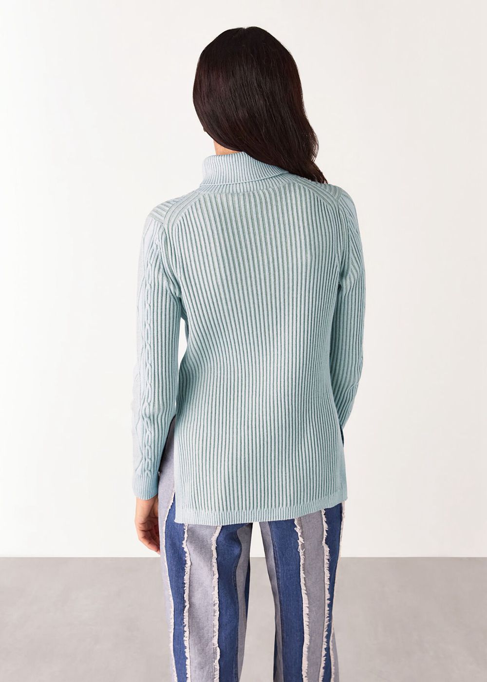 Whistles Aoife Fine Cable Roll Neck Knitwear Blue | US-28654FJXZ