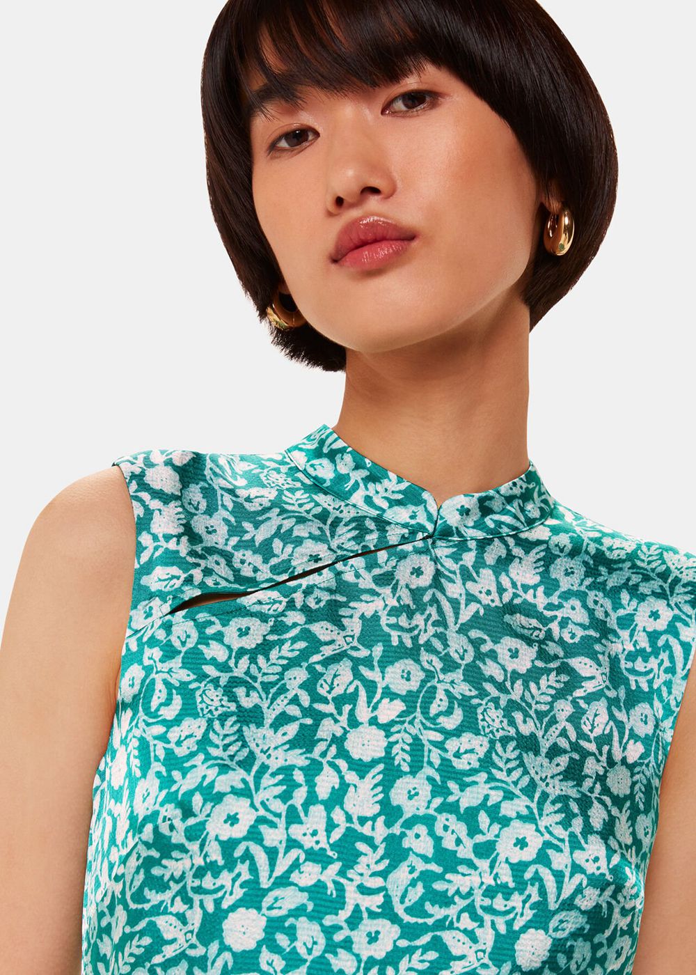 Whistles Aria Batik Floral Satin Dress Green / Multicolor | US-89206KLZG