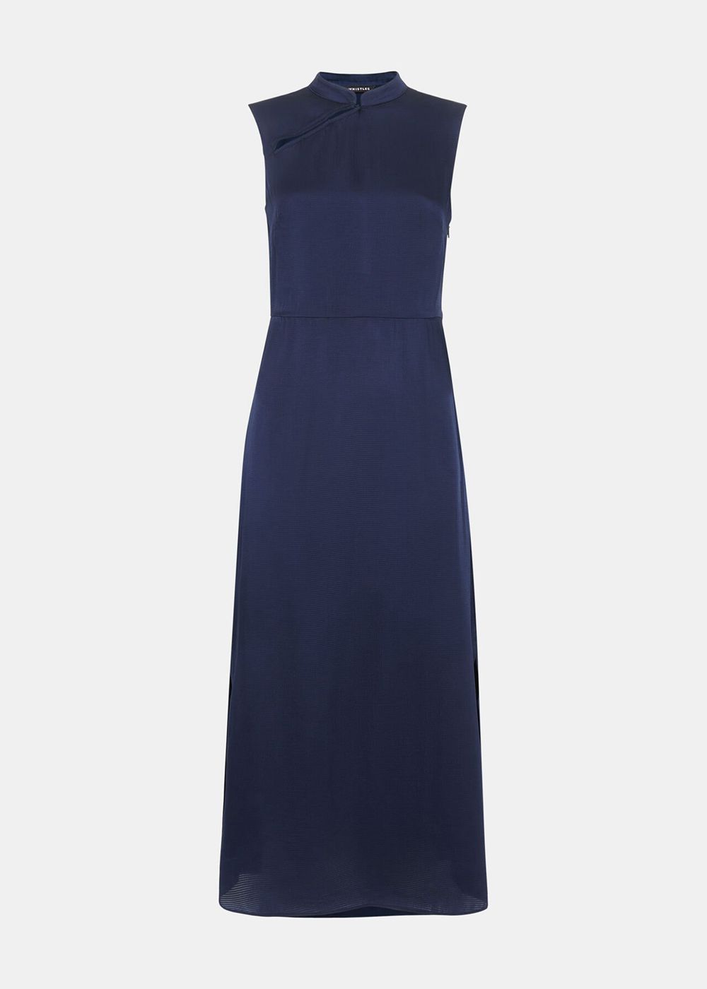 Whistles Aria Satin Midi Dress Navy | US-18672IJDO