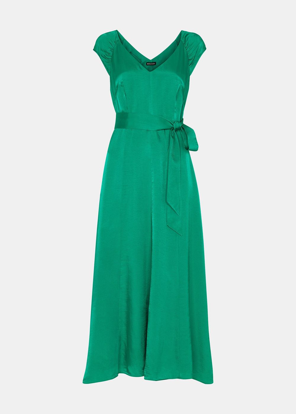 Whistles Arie Hammered Satin Midi Dress Green | US-56048WBJG