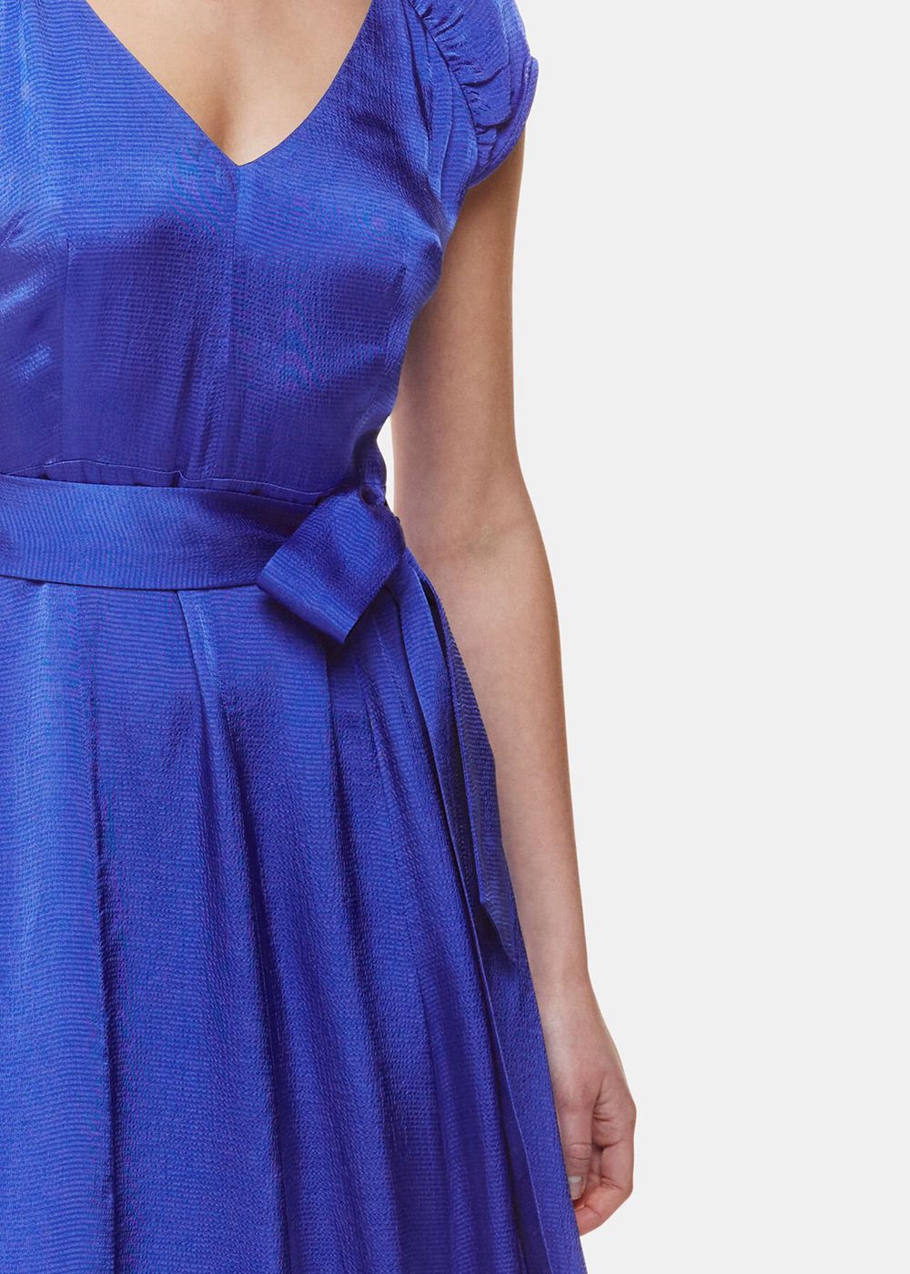 Whistles Arie Hammered Satin Midi Dress Deep Blue | US-45098XLGQ