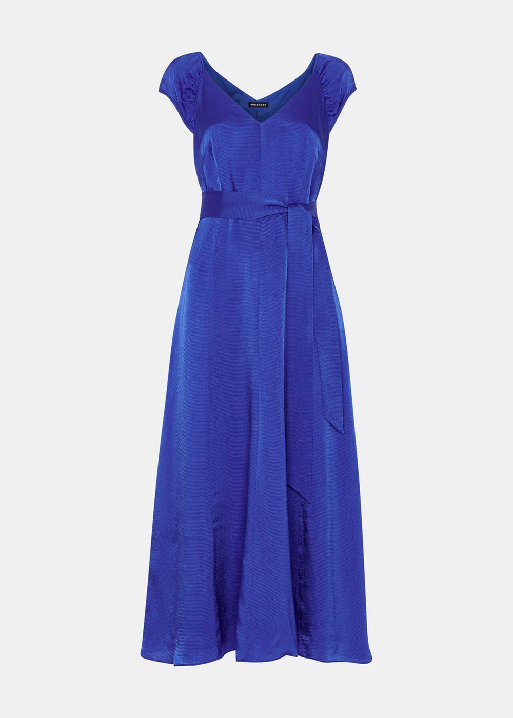 Whistles Arie Hammered Satin Midi Dress Deep Blue | US-45098XLGQ