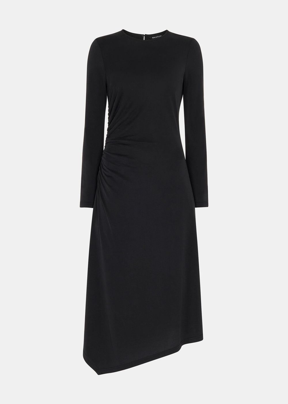 Whistles Asymmetric Jersey Midi Dress Black | US-65782CSVH