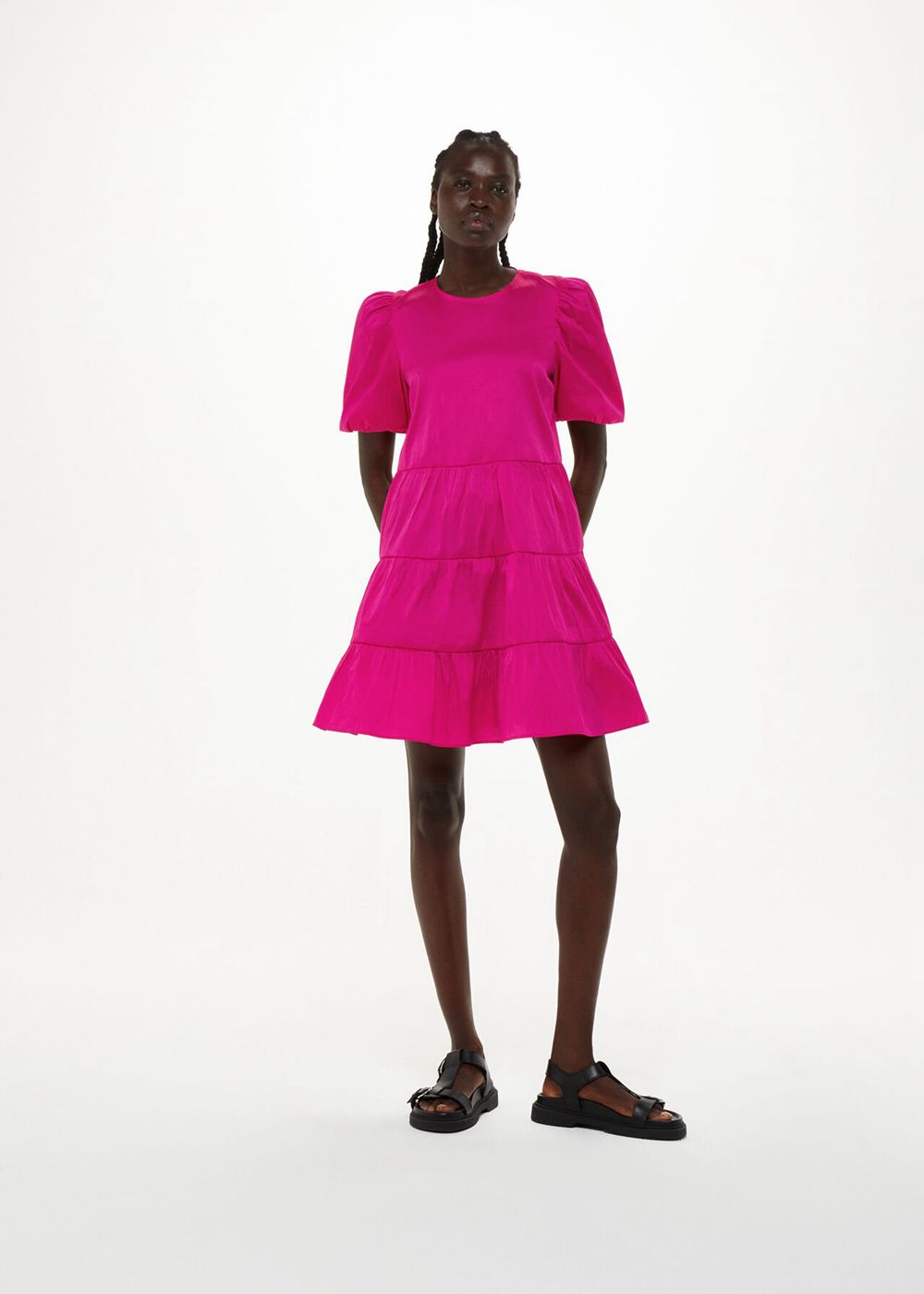 Whistles Aubrey Tiered Dress Pink | US-63127TVHQ