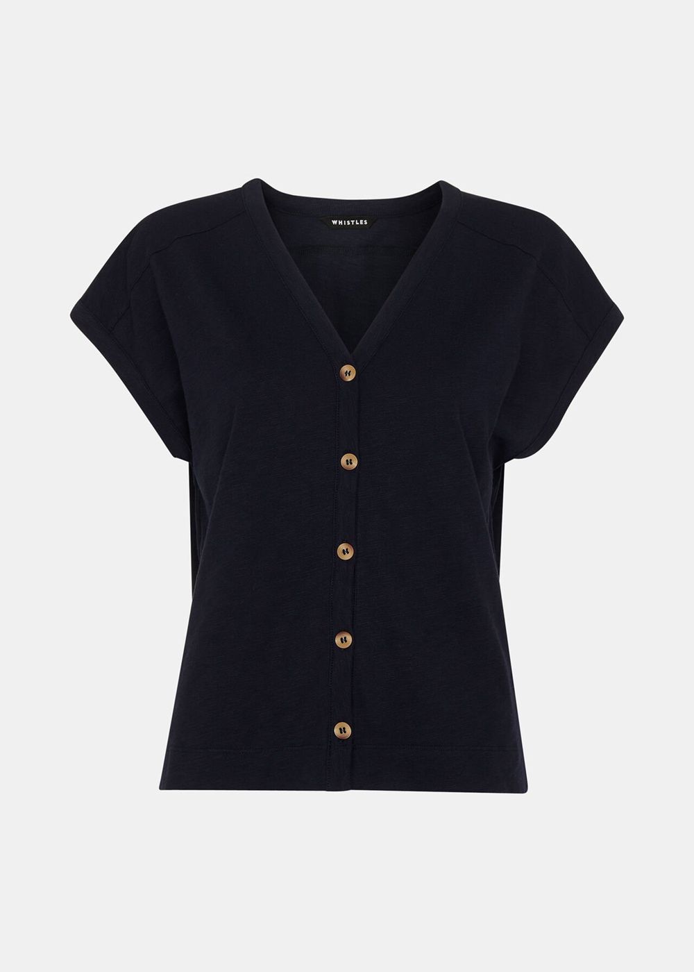 Whistles Aubrie Button Through Top Navy | US-87029ODQI