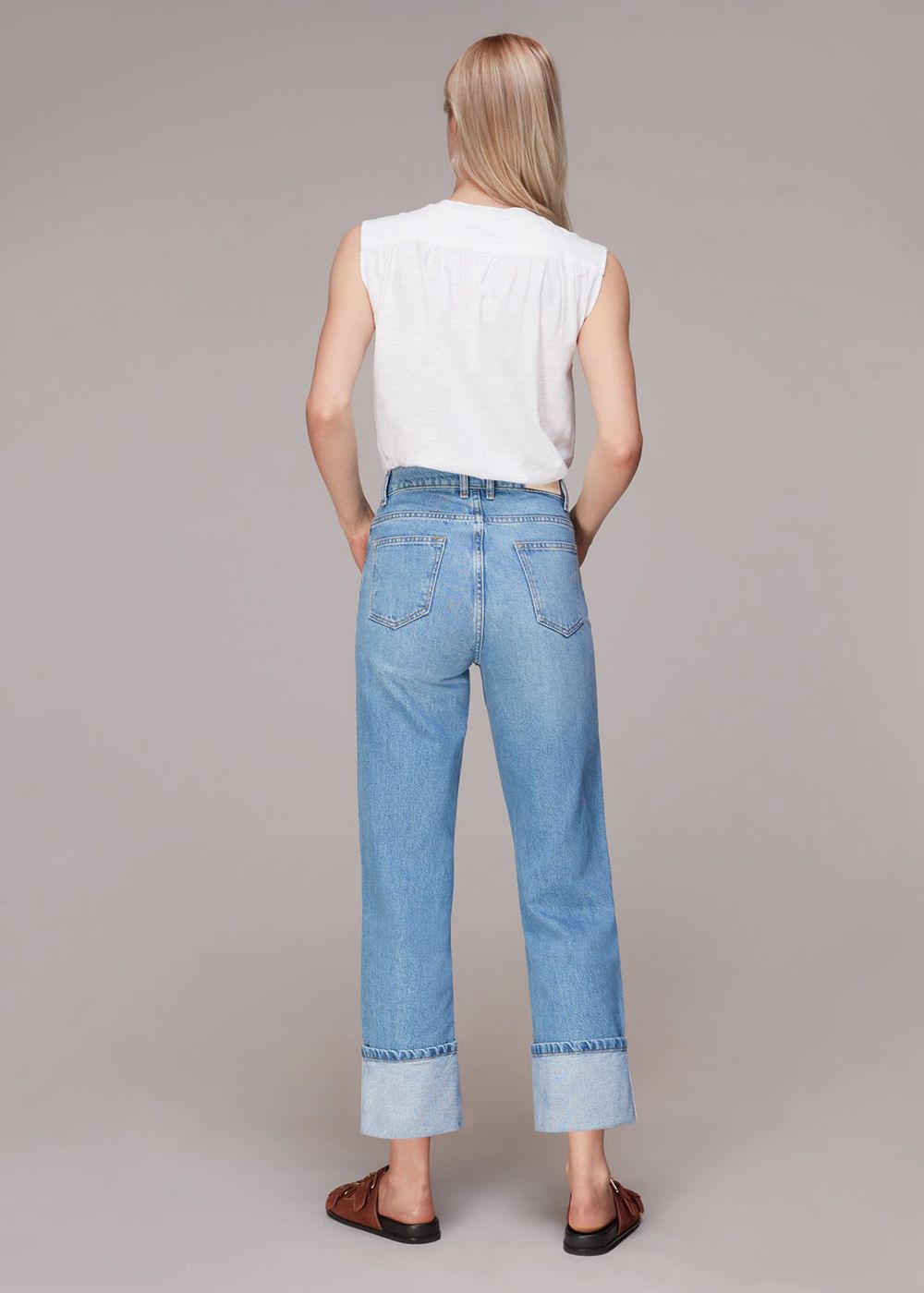 Whistles Authentic Alba Turn Up Jeans Blue | US-90872VIXN