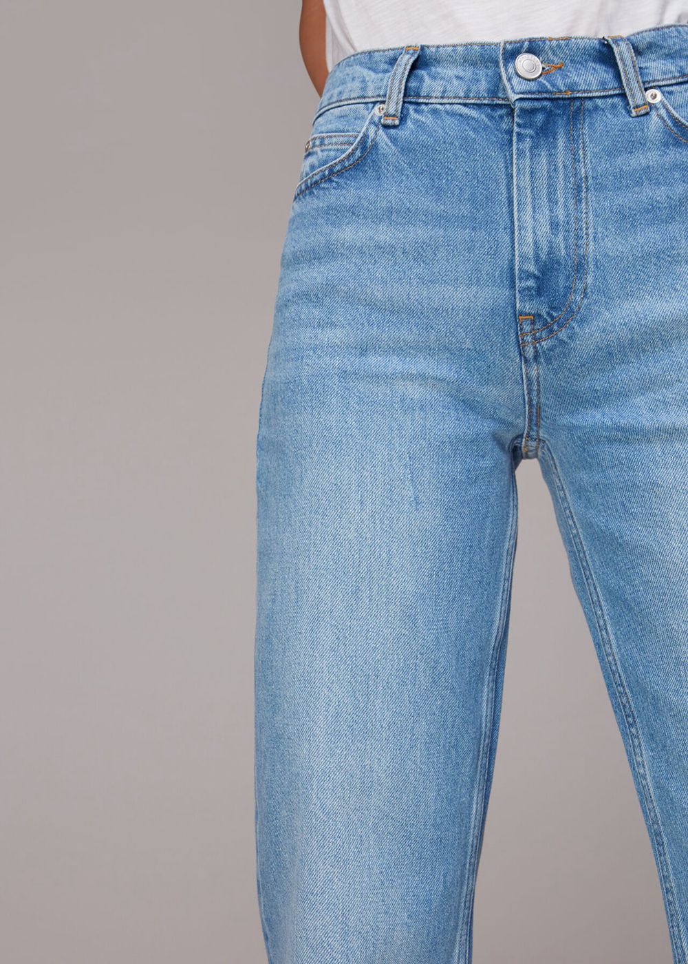 Whistles Authentic Alba Turn Up Jeans Blue | US-90872VIXN