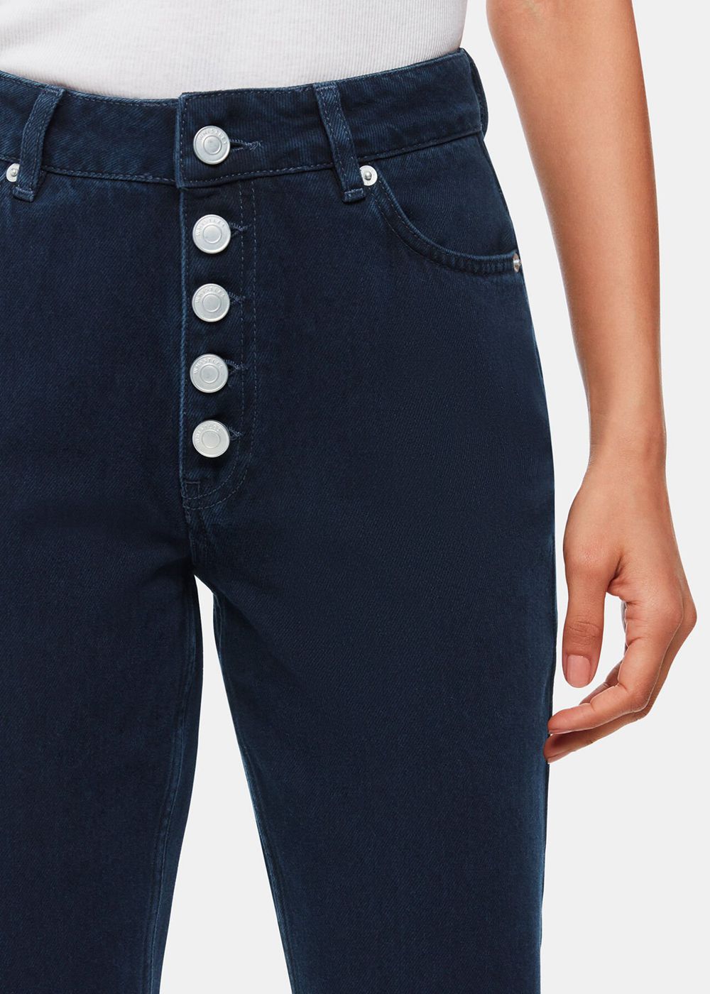 Whistles Authentic Hollie Button Jeans Dark Blue | US-36279MWTG