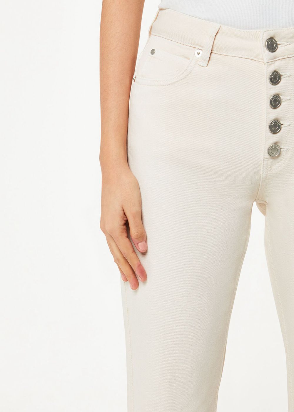 Whistles Authentic Hollie Button Jeans White | US-04296HPOJ