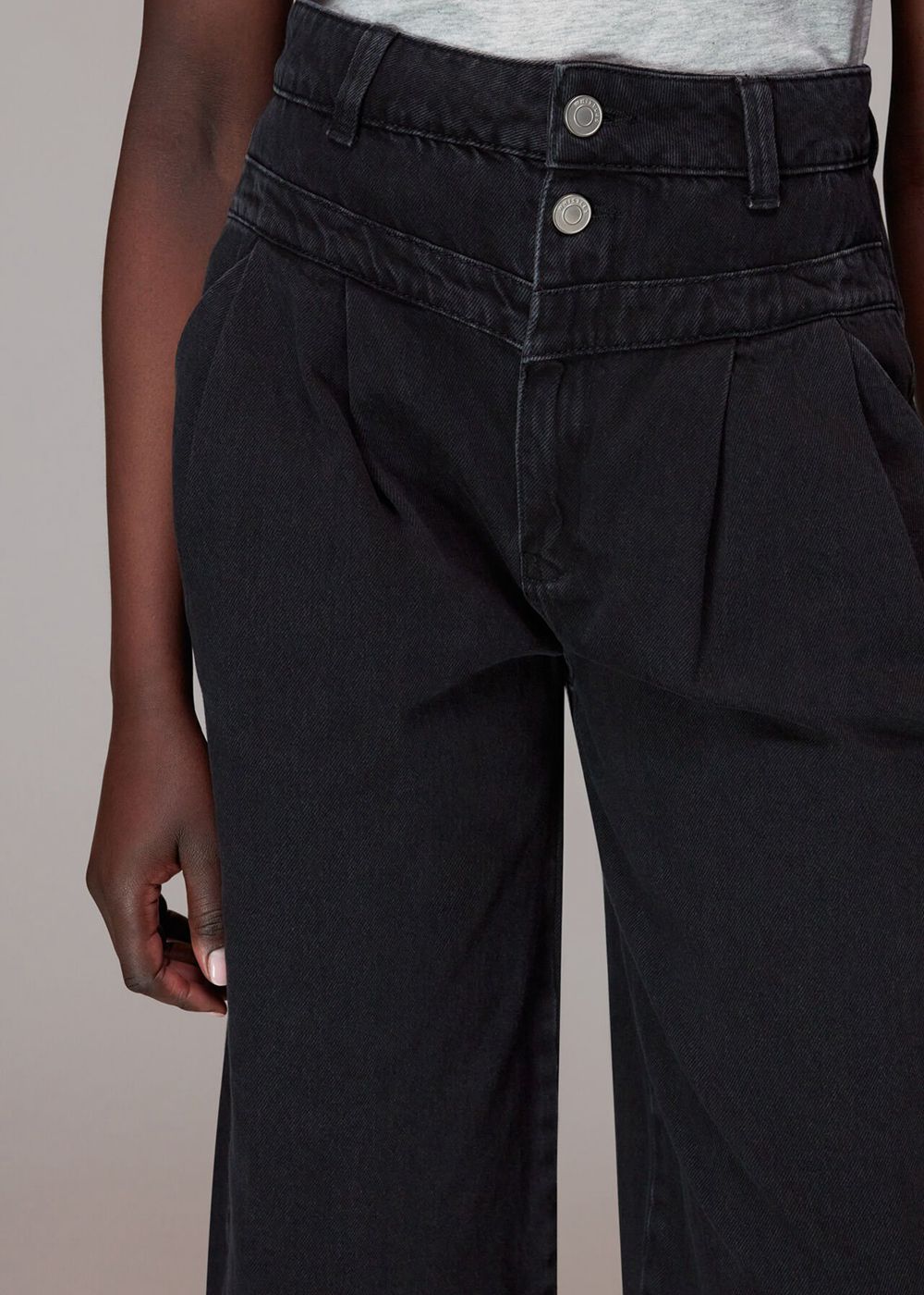 Whistles Authentic India Pleat Jeans Black | US-23867LTGO