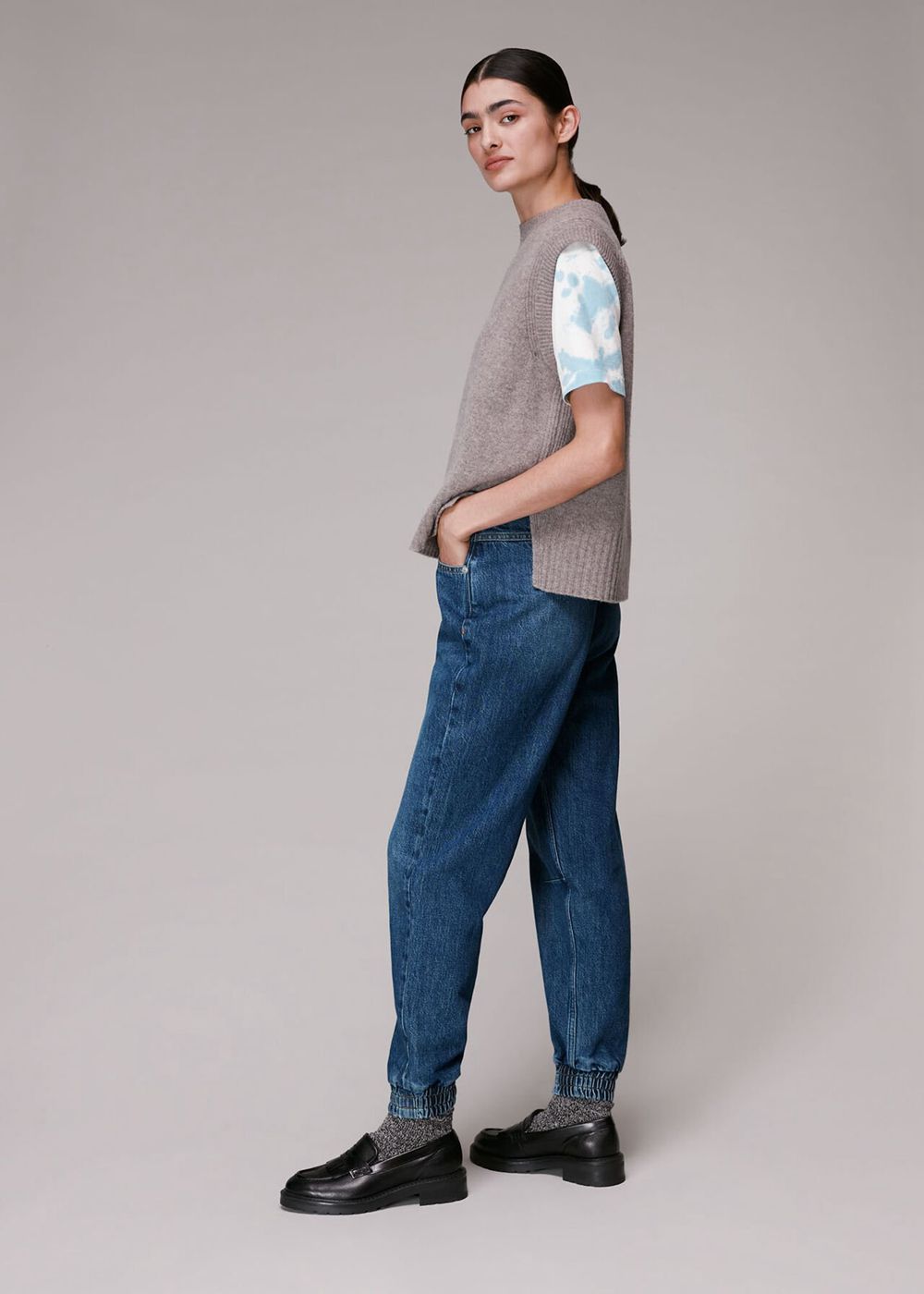 Whistles Authentic Izzey Cuffed Jeans Blue | US-17930GYSU