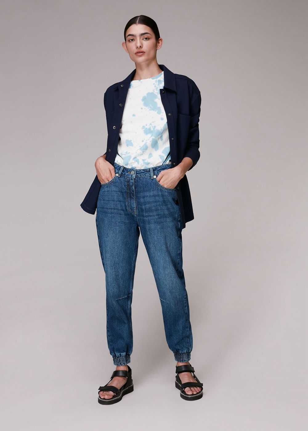 Whistles Authentic Izzey Cuffed Jeans Blue | US-17930GYSU