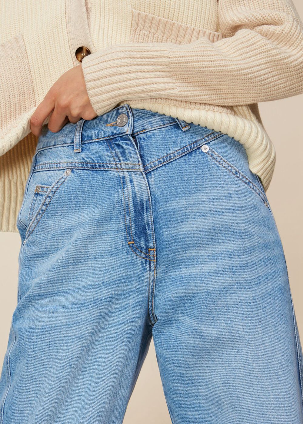 Whistles Authentic Seam Detail Jeans Light Wash | US-48795XIWN