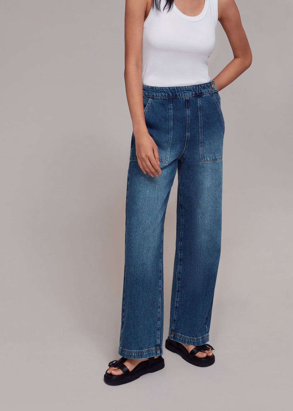 Whistles Authentic Side Zip Jeans Blue | US-86791PDRI