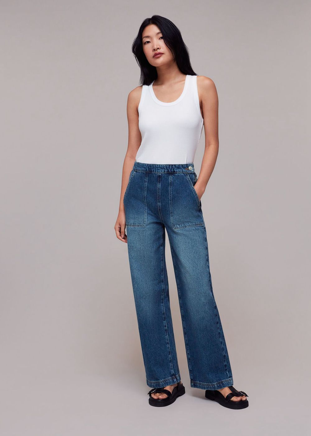 Whistles Authentic Side Zip Jeans Blue | US-86791PDRI