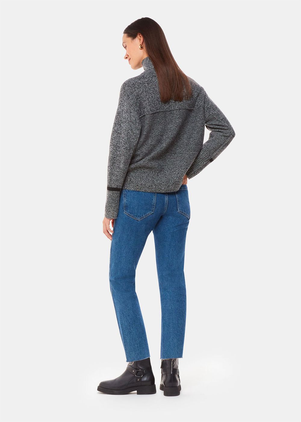 Whistles Authentic Slim Frayed Jeans Blue | US-36801NFWK