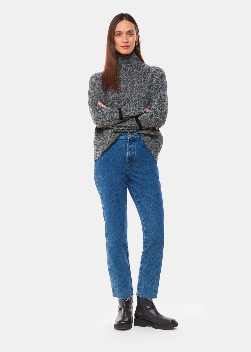 Whistles Authentic Slim Frayed Jeans Blue | US-36801NFWK