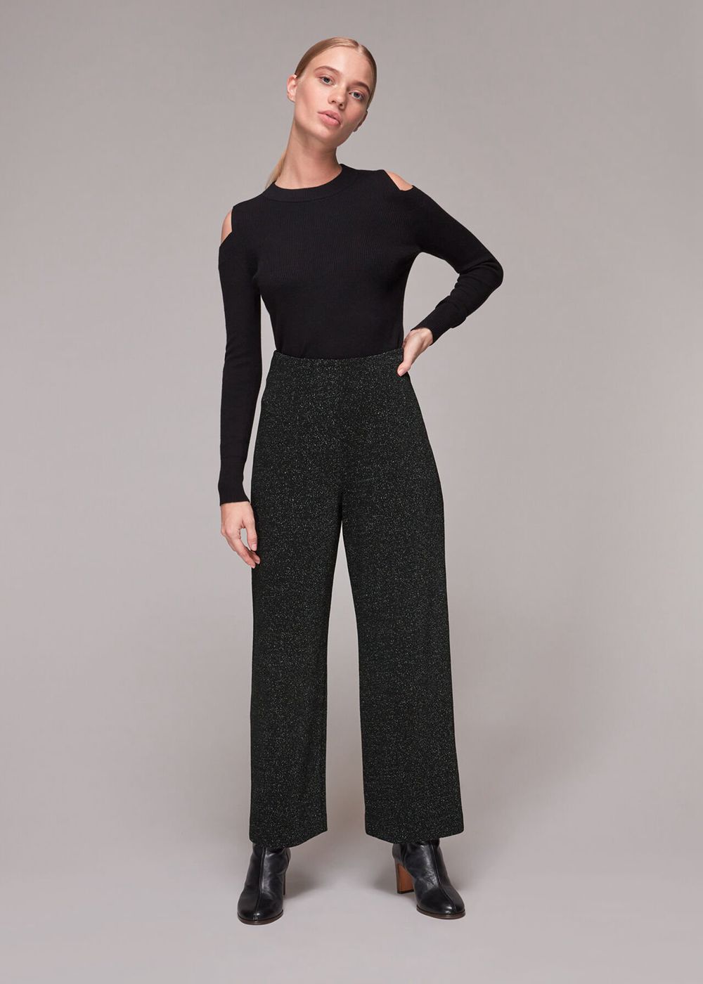 Whistles Ava Sparkle Ponte Pants Black | US-58902XIQV