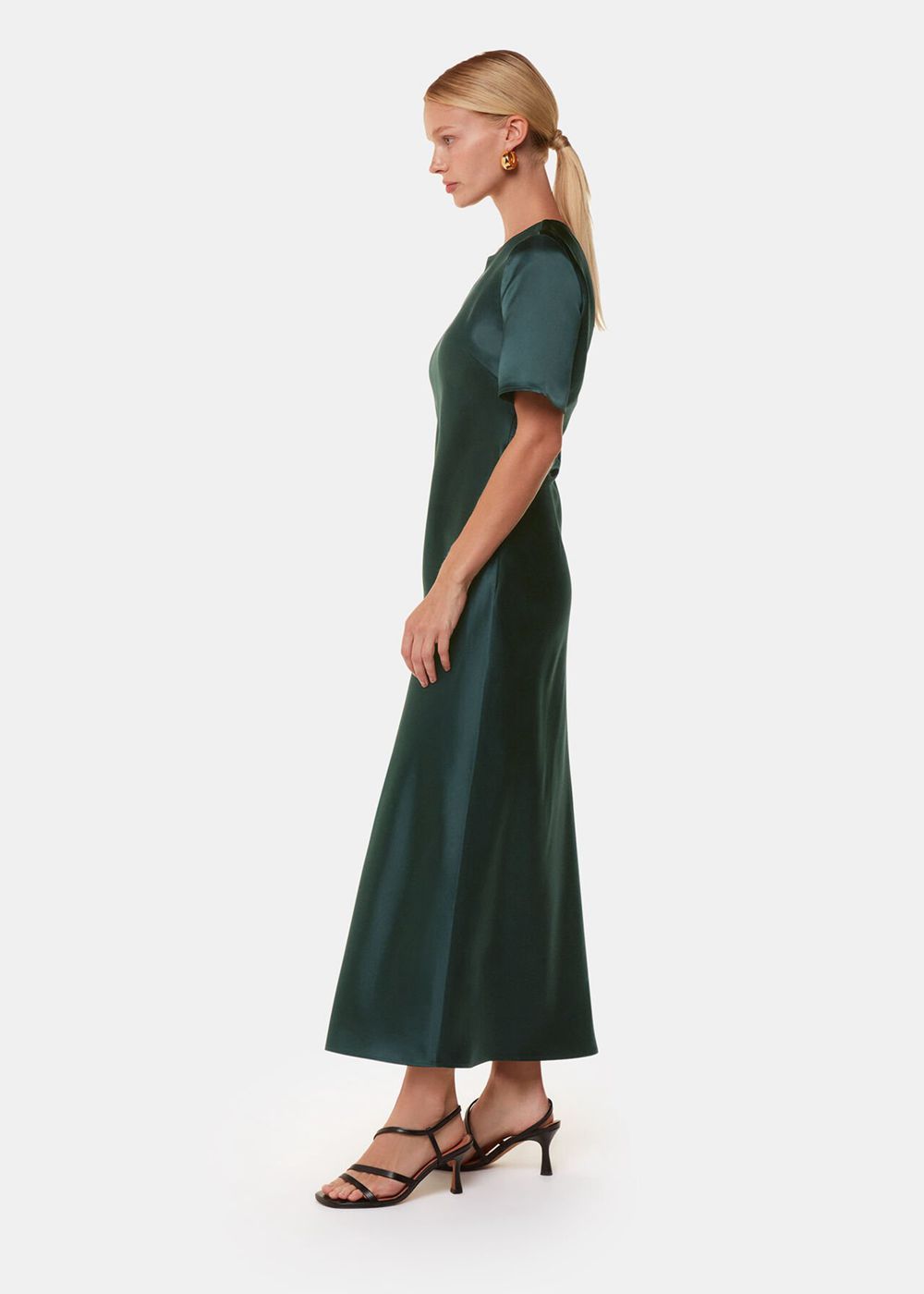 Whistles Avery Satin Twist Dress Dark Green | US-84612ZULN