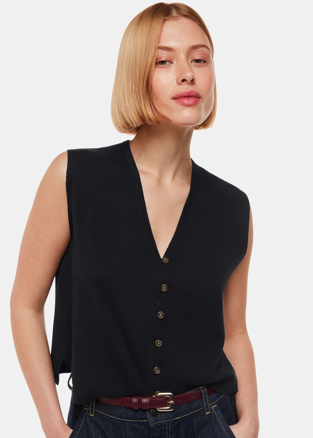 Whistles Bailey Button Through Knitwear Black | US-95127MGWR