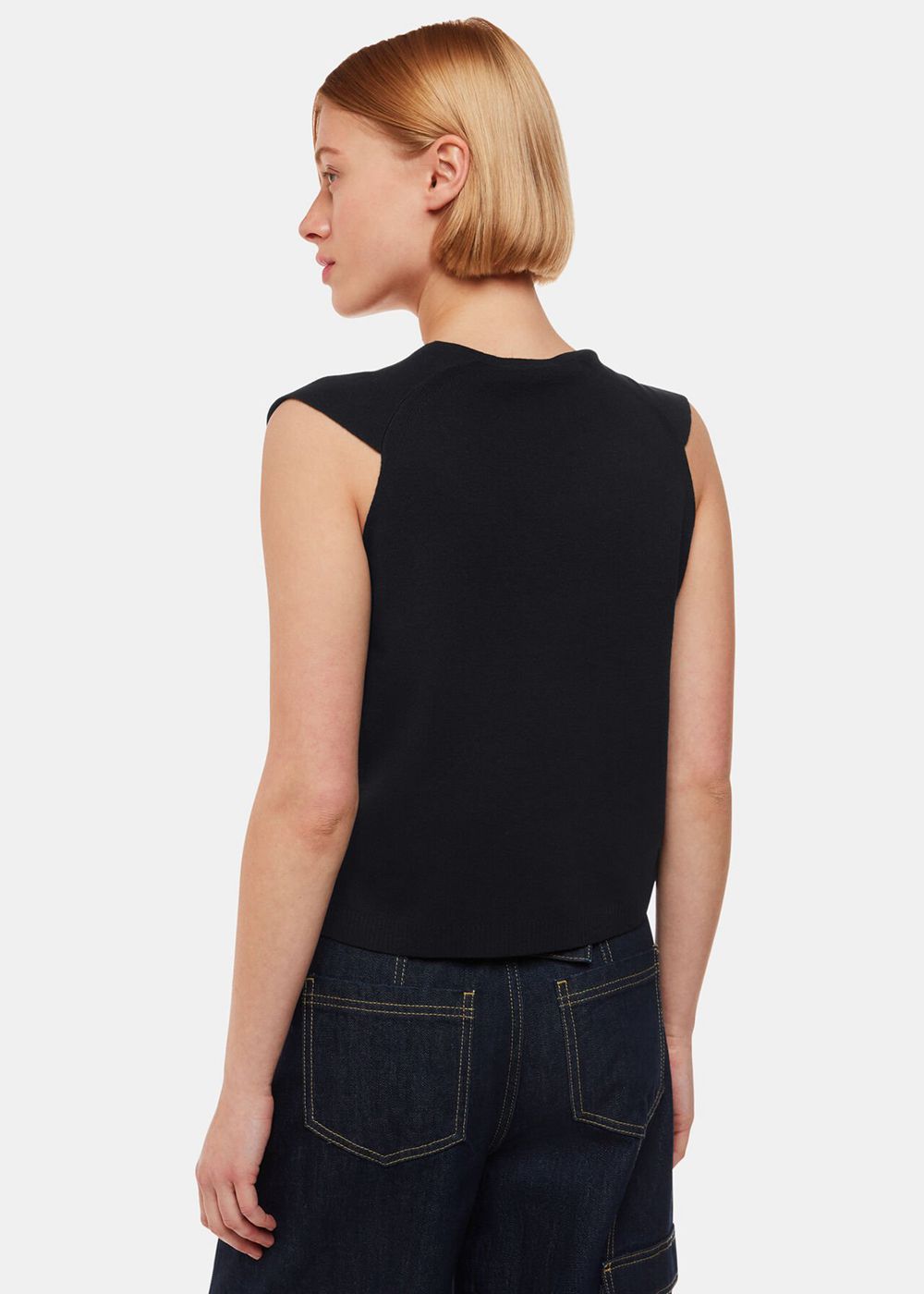 Whistles Bailey Button Through Tank Top Black | US-80976KQDS