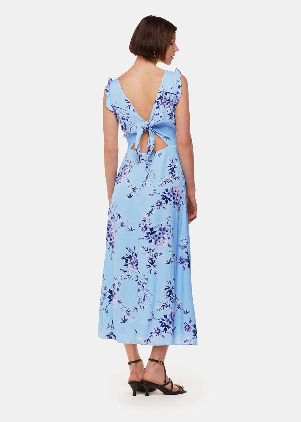 Whistles Bamboo Blossom Ruffle Dress Blue / Multicolor | US-69548SCIF